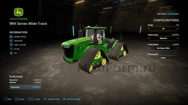 John Deere 9RX Wide Tracks главная картинка