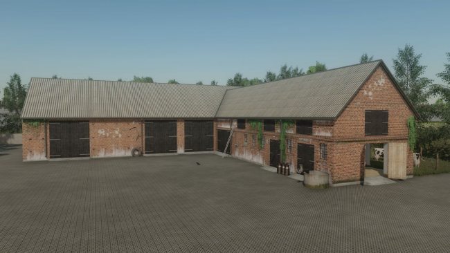 Shed with cows and garage